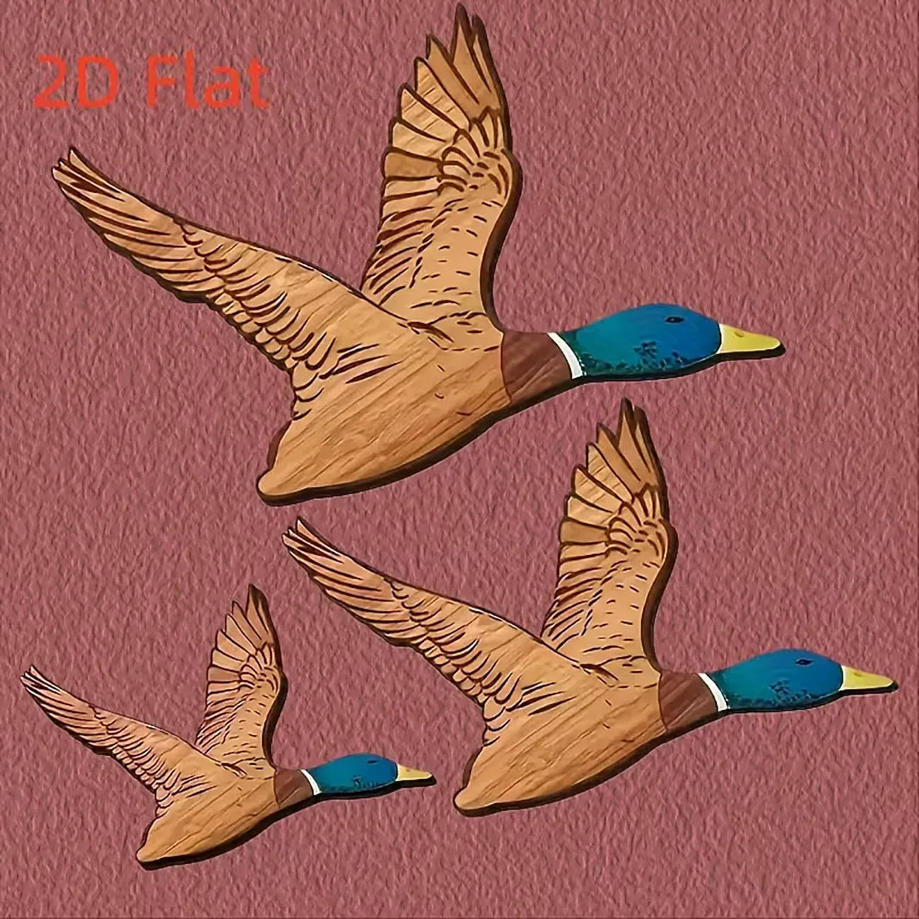 3Pcs Flying Mallard Duck Wooden Wall Decor with nano tape no drilling home wall art decoration