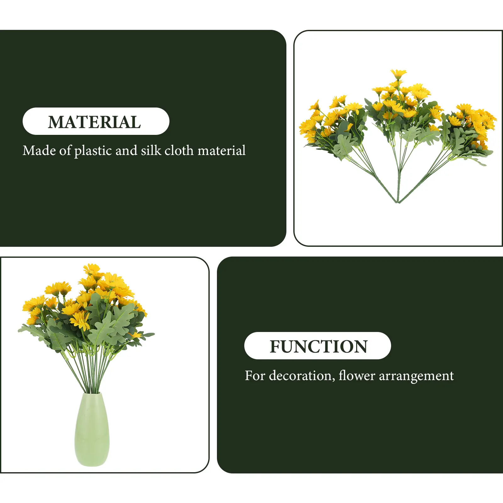

3pcs Artificial Daisy Bouquet Household Fake Plant Adorn Delicate Decor For Home Office Wedding Living Room Bedroom Faux Flower
