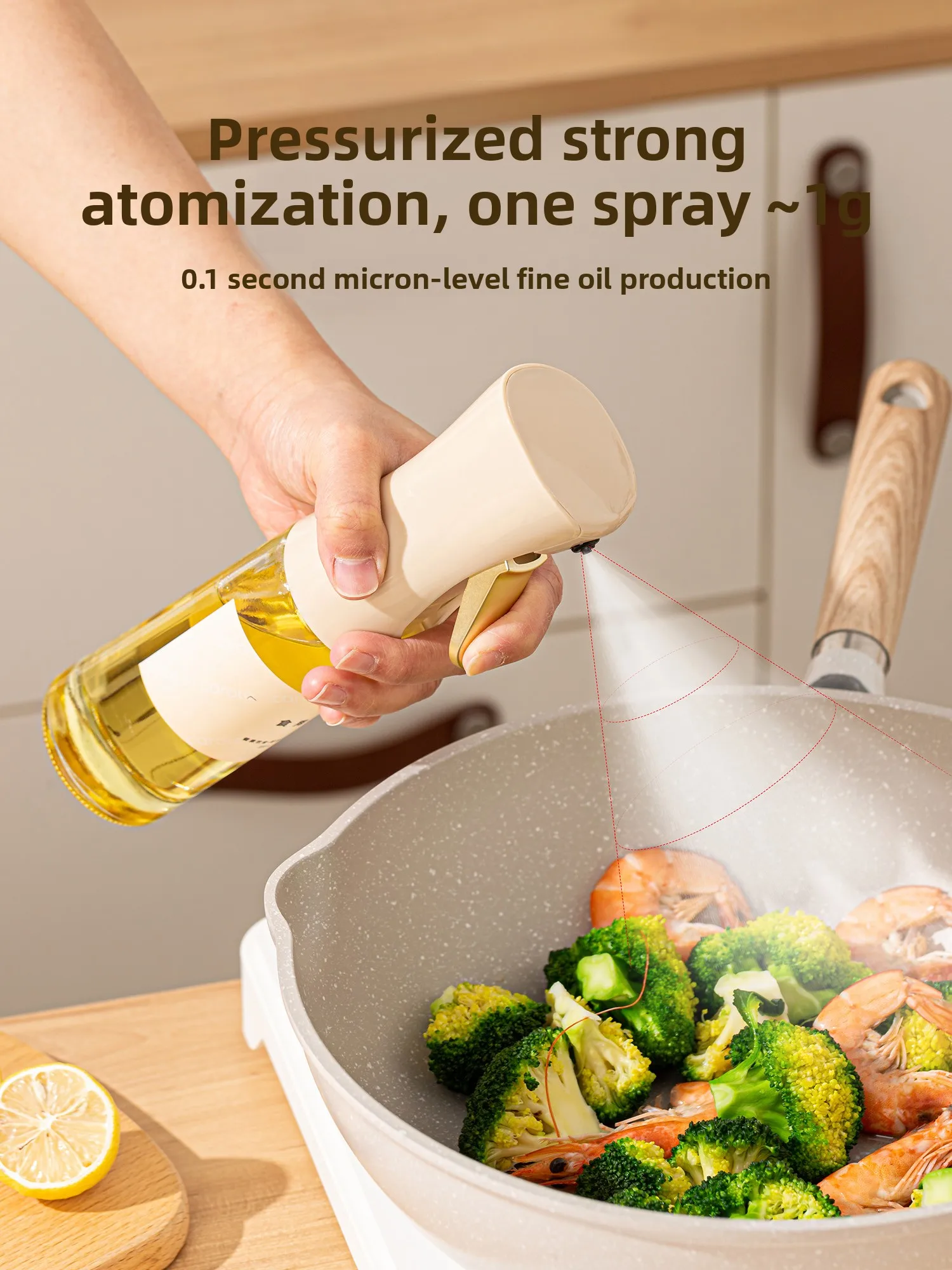 Carote Oil Sprayer, Food Grade Non-sticky Oil Bottle, Mist Spray Condiment Jar for Home Kitchen Soy Sauce and Vinegar Storage