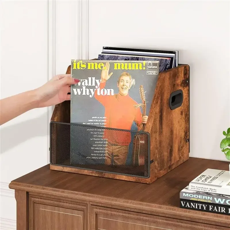 American Industrial Style Wooden Storage Box for Black Vinyl Record Album Disc Collection Box Retro Desktop Display Storage