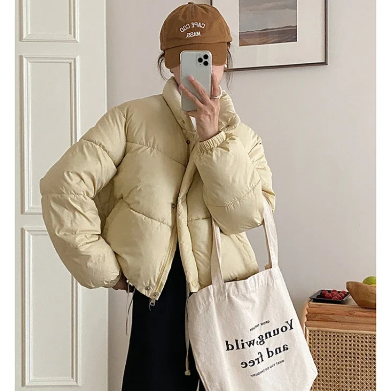 Feather Cotton Jacket Female Winter Versatile Bread Clothing Korean Style Short Fashion Cotton Clothing Temperament Jacket Women