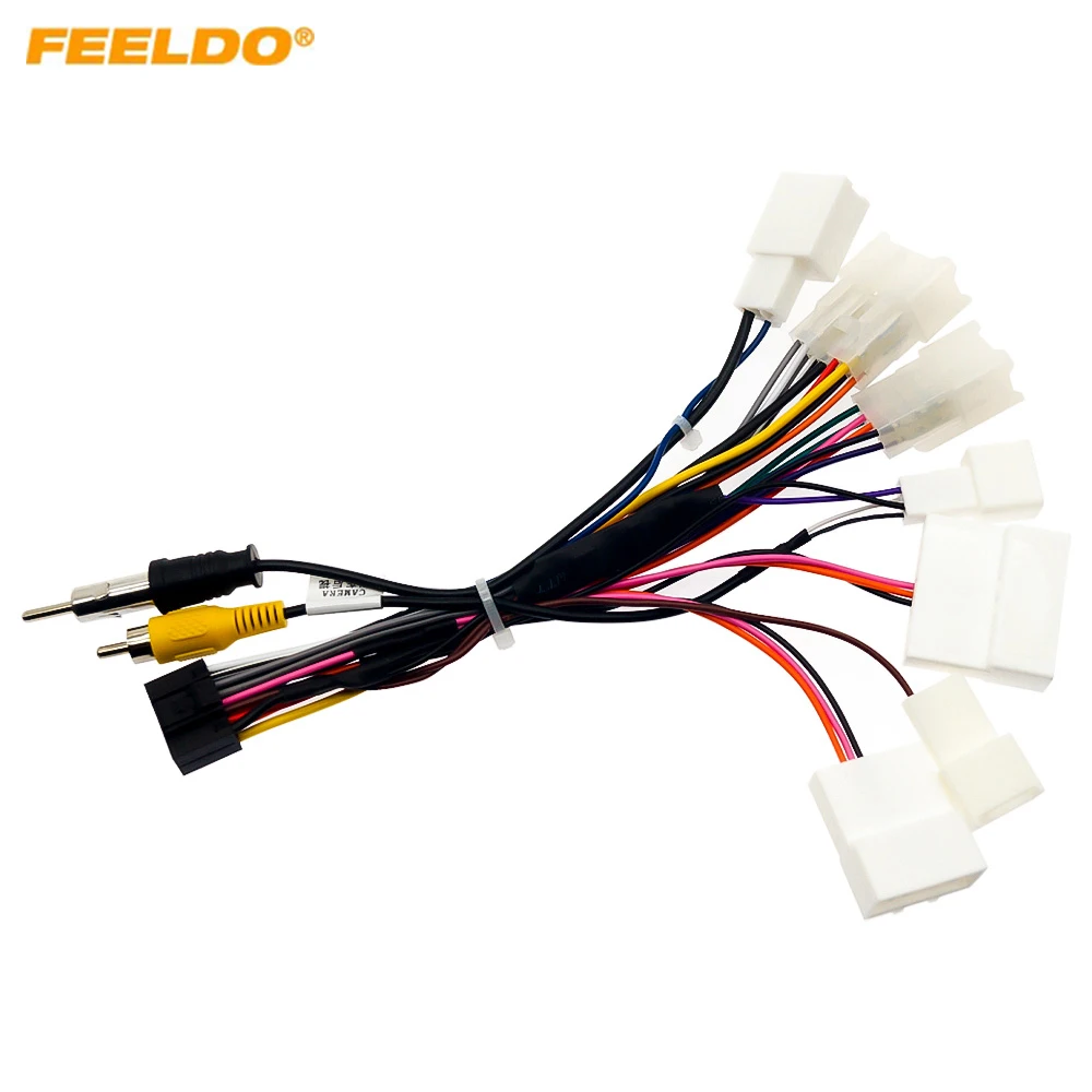 FEELDO Car 16Pin Power Cord Wiring Harness Adapter For Toyota 2004-2024 Installation Head Unit Auto Radio Power Wire Adapter