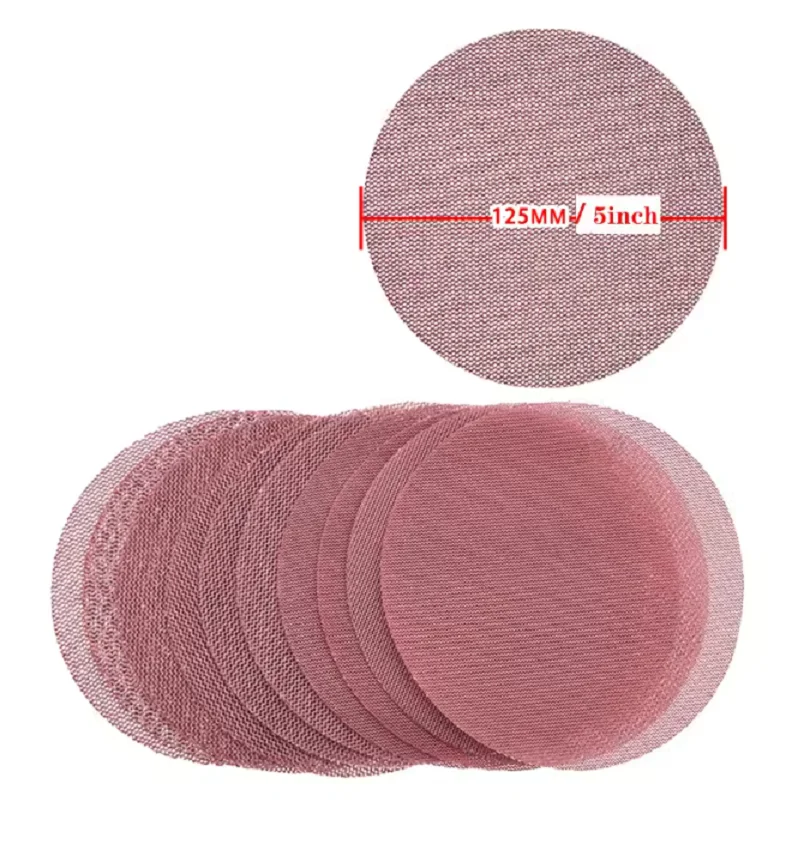 5pcs 5 Inch/125mm Sandpaper Mesh Sanding Discs Anti-blocking Adapts to All 125 mm Sander Grinder Polisher