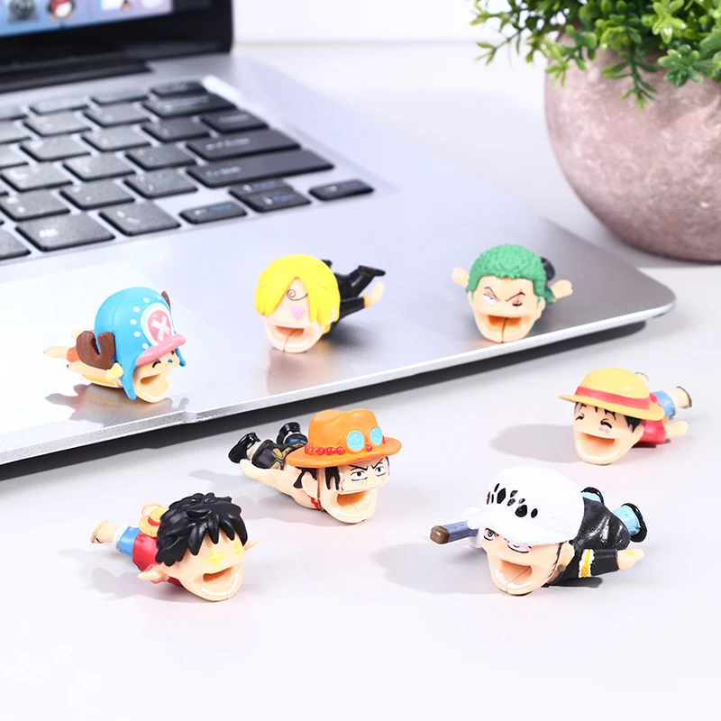 Anime One Pieces Cable Protector Kawaii For Iphone Usb Cable Organizer Winder Luffy Zoro Protector Toys For Children Gift