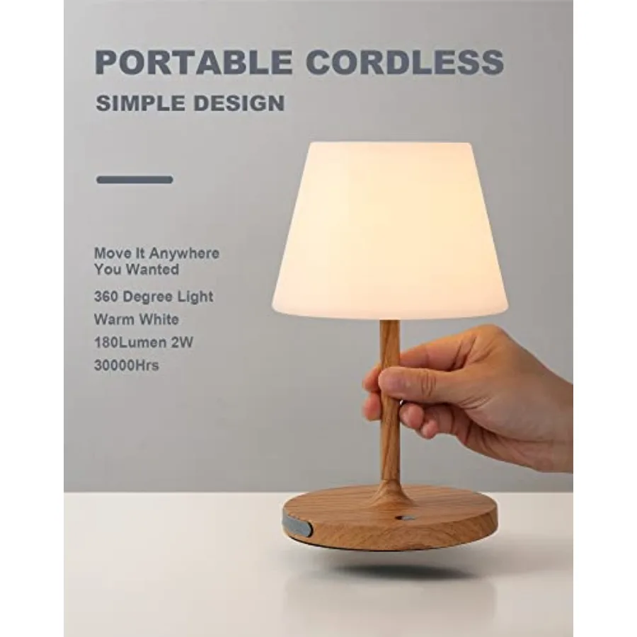 Outdoor Battery Operated Table Lamp Waterproof, 4000mAh Cordless Table Lamp Rechargeable, Touch Dimmable Desk Lamp, LED Night L view 2