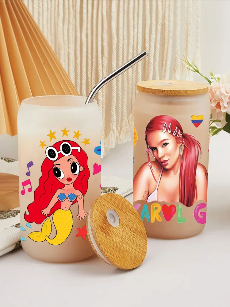 Manana Sera Bonito Libbey Glass Wrap,Karol G Pink Hair 16 Oz Sublimation DIY Waterproof Easy To Use Custom Decals D984