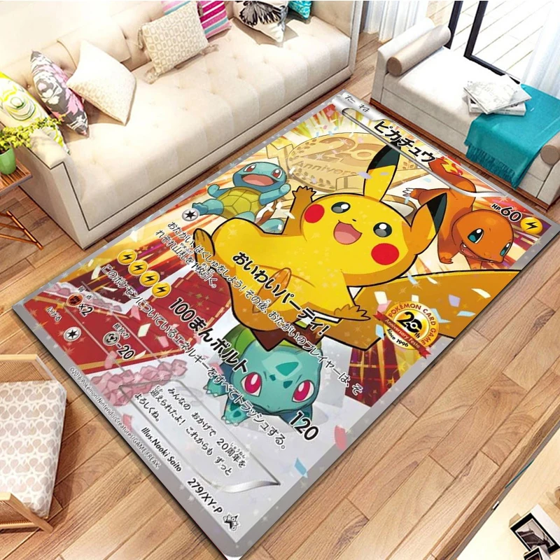 Pokemon Card Series Anime Poster Large Area Rug 3D Carpets Home for Living Rooms Kids Bedroom Sofa Doormat Decor Child Floor Mat