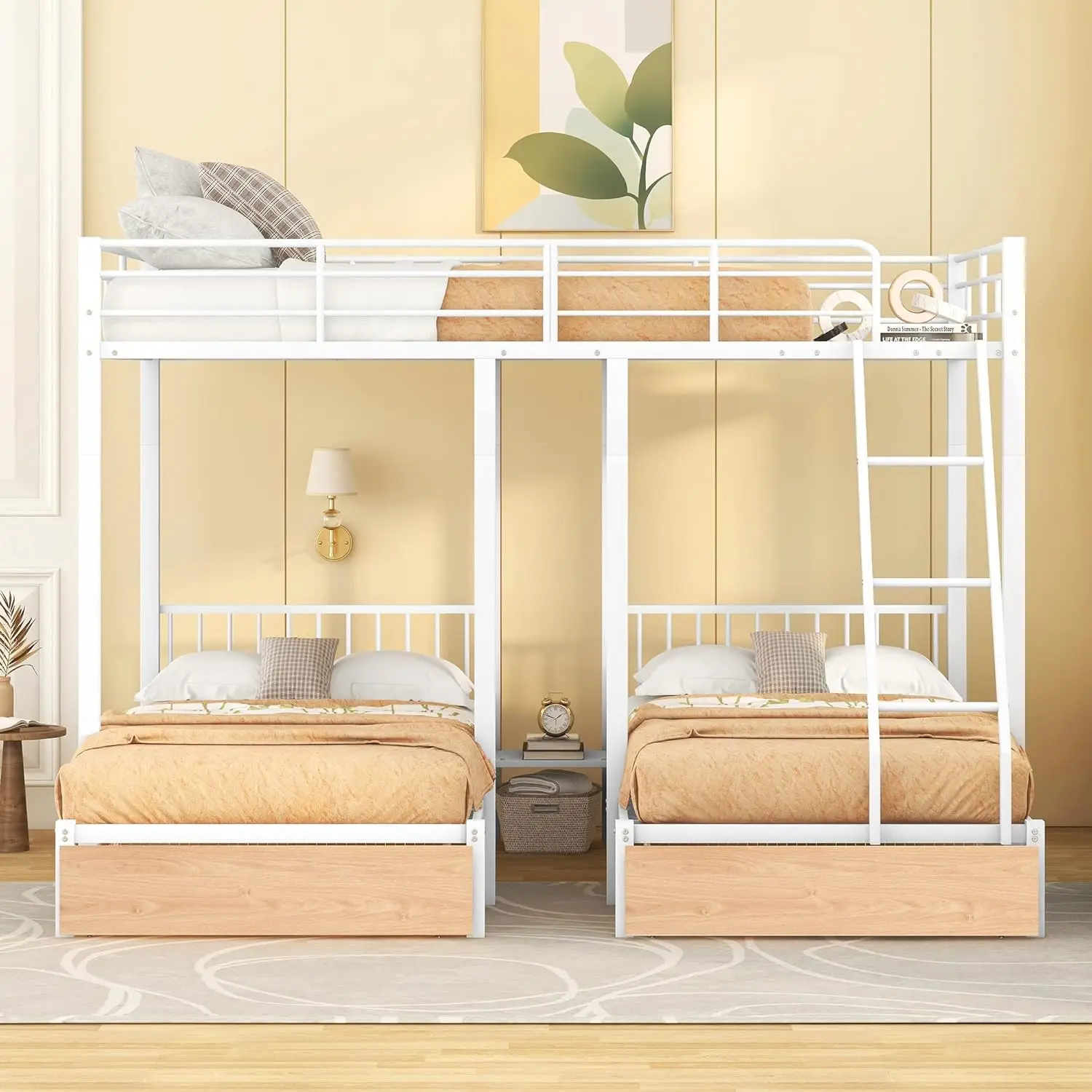 

Harper & Bright Designs Metal Triple Bunk Beds With Storage, Full Over Twin & Twin Bunk Beds With Drawers,3 Bed Bunk Bunk For