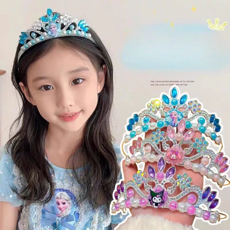 MINISO ديزني أنيمي فروزن عقال الأطفال فستان التاج اكسسوارات الفتيات طفل الأميرة إلسا غطاء الرأس الطرف الديكور #2