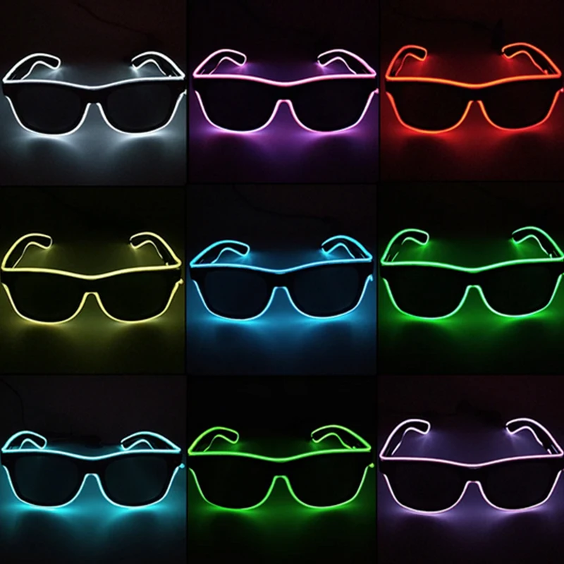Rave Bar świecące okulary ze światłem neonowe dekoracje świąteczne okulary przeciwsłoneczne LED dla mężczyzn kobiety urodziny świecące okulary festiwal dostaw