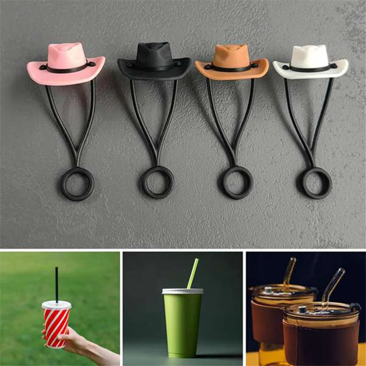 20PCS Silicone Cowboy Hat Straw Cap Cute Hat Straw Topper Reusable Straw Tip Protector Cap Mug Accessory Gift Straw Cap