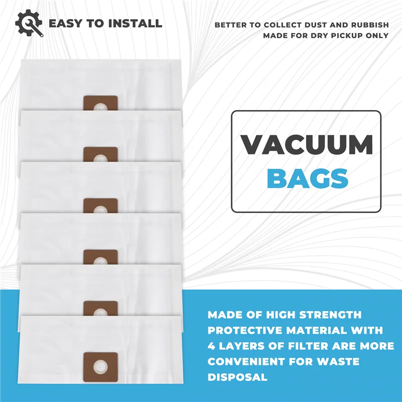 

ABBK-12 Pack Vacuum Bags For Shop-Vac 9066800 2-2.5 Gallon Type B And QAM70 Vacuum, Premium Disposable Filter Paper Bags