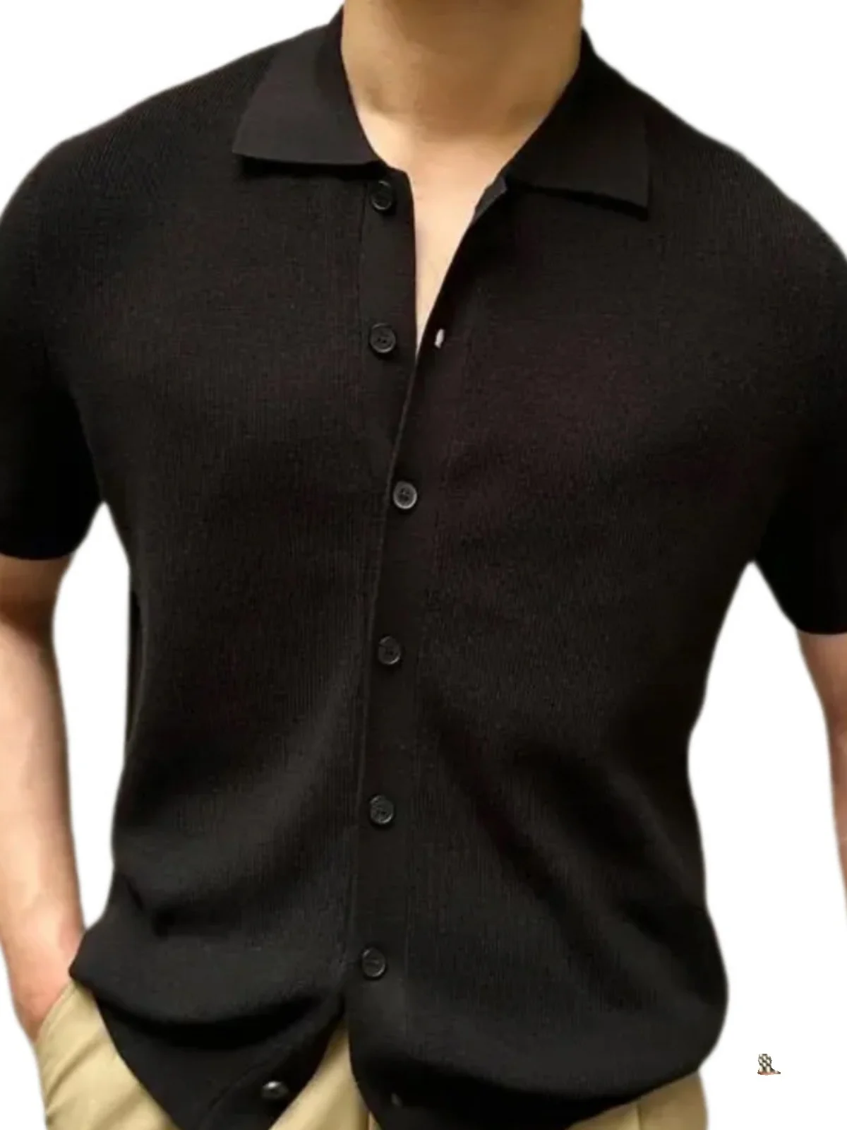 

Busin Мужской вязаный свитер ort Sve с отложным воротником и лацканами, ортопедический трикотаж, модная летняя молодежная повседневная одежда