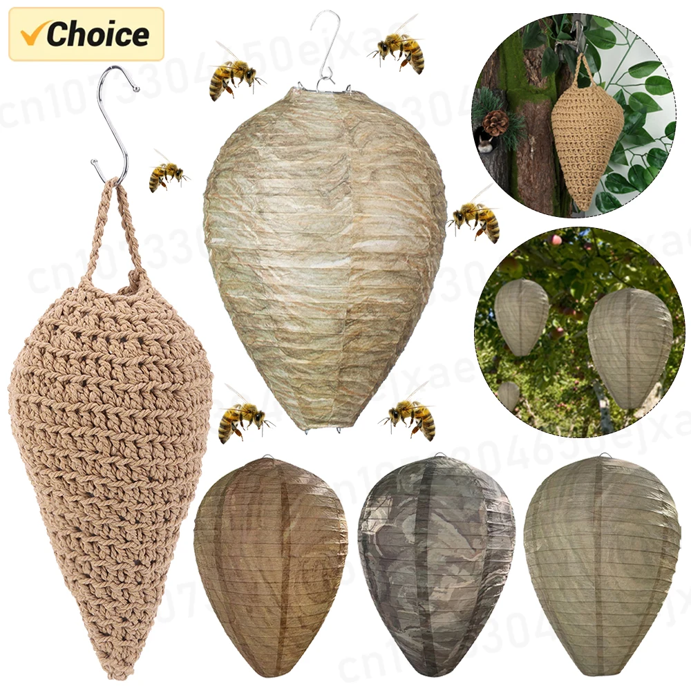 Señuelo colgante de avispas para exteriores, señuelo de plástico para insectos, colmena de papel para jardín al aire libre