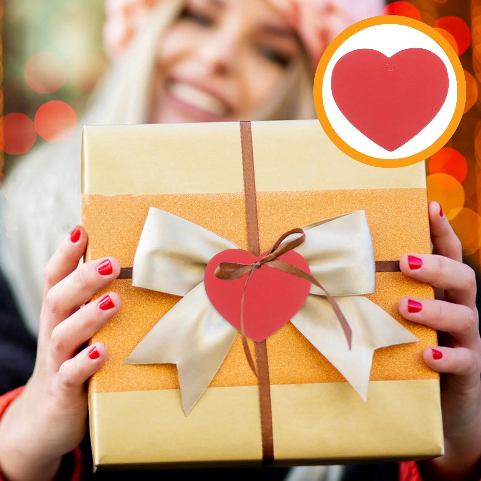 100 Stück Geschenkpapier aus Kraftpapier, rote Herzanhänger, Valentinstag-Ausschnitte, herzförmige Wanddekoration, Etikett, Herzen, Käfigformen