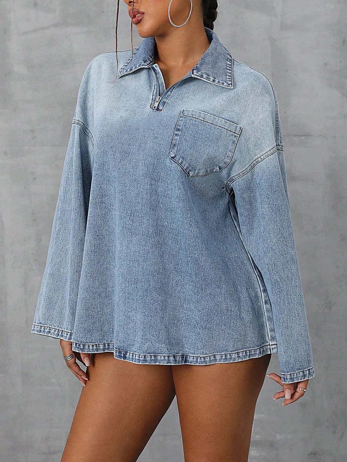 

Американские европейские новые модные женские однотонные свободные повседневные модные джинсовые пуловеры с отложным воротником и длинными рукавами, женские пальто