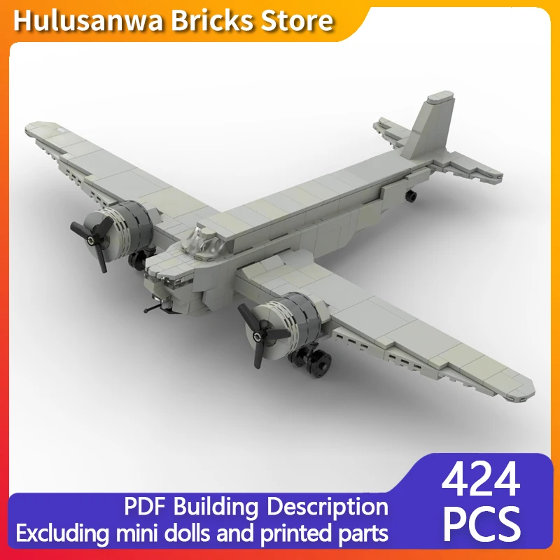 B-18A Medium-Sized Bomber Model MOC Building Bricks War Equipment Modular Technology Gifts Holiday Assemble Children Toys Suit