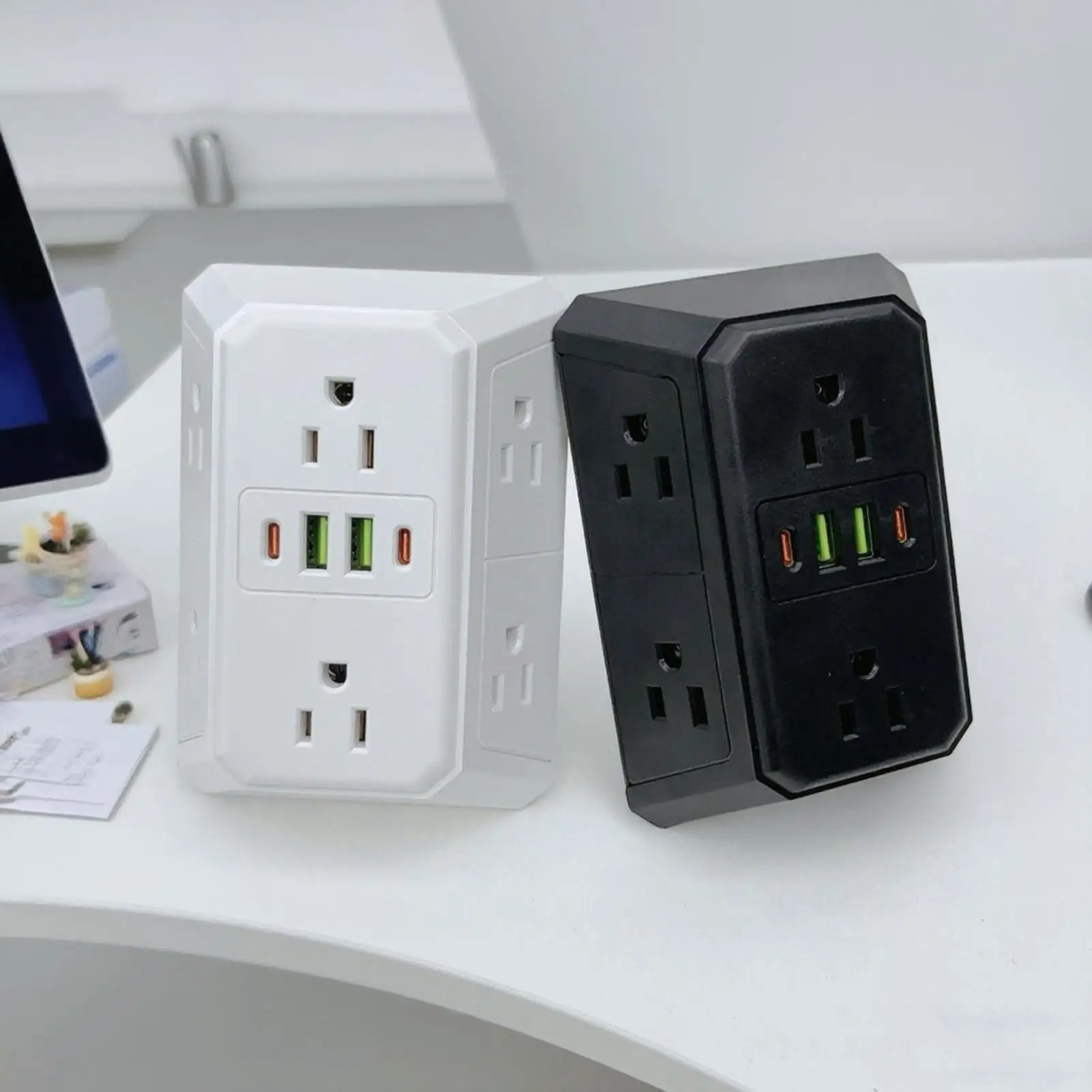 Outlet with USB Ports 6-Outlet Wall Splitter Multiple Plug Adapter with USB Ports for Home Travel Dorm Room School Hotel