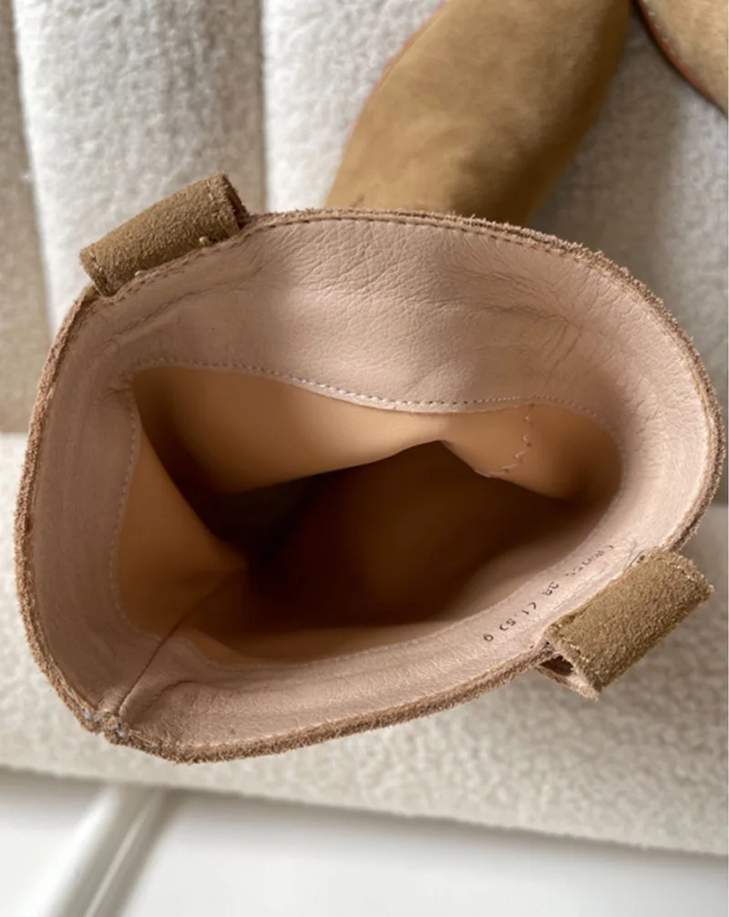 Western Boots Woman Slip On Ladies Shoes Cow Suede Daily Bota Spring Autumn Cowgirls Cool Boots Roundd Toe Winter Botas
