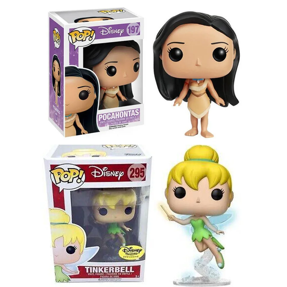 Disney Pocahontas # 197 Campanilla # 295 Funko-figuras de acción de vinilo, juguetes, muñecas, regalos para niños, modelo de decoración para niñas