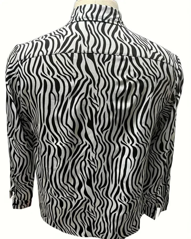 2024 Fashion Leopard Print Men\'s Casual Button Lapel Long Sleeve Shirt Men\'s Shirt S-6XL Korean Reviews Many Clothes Mens Shirt