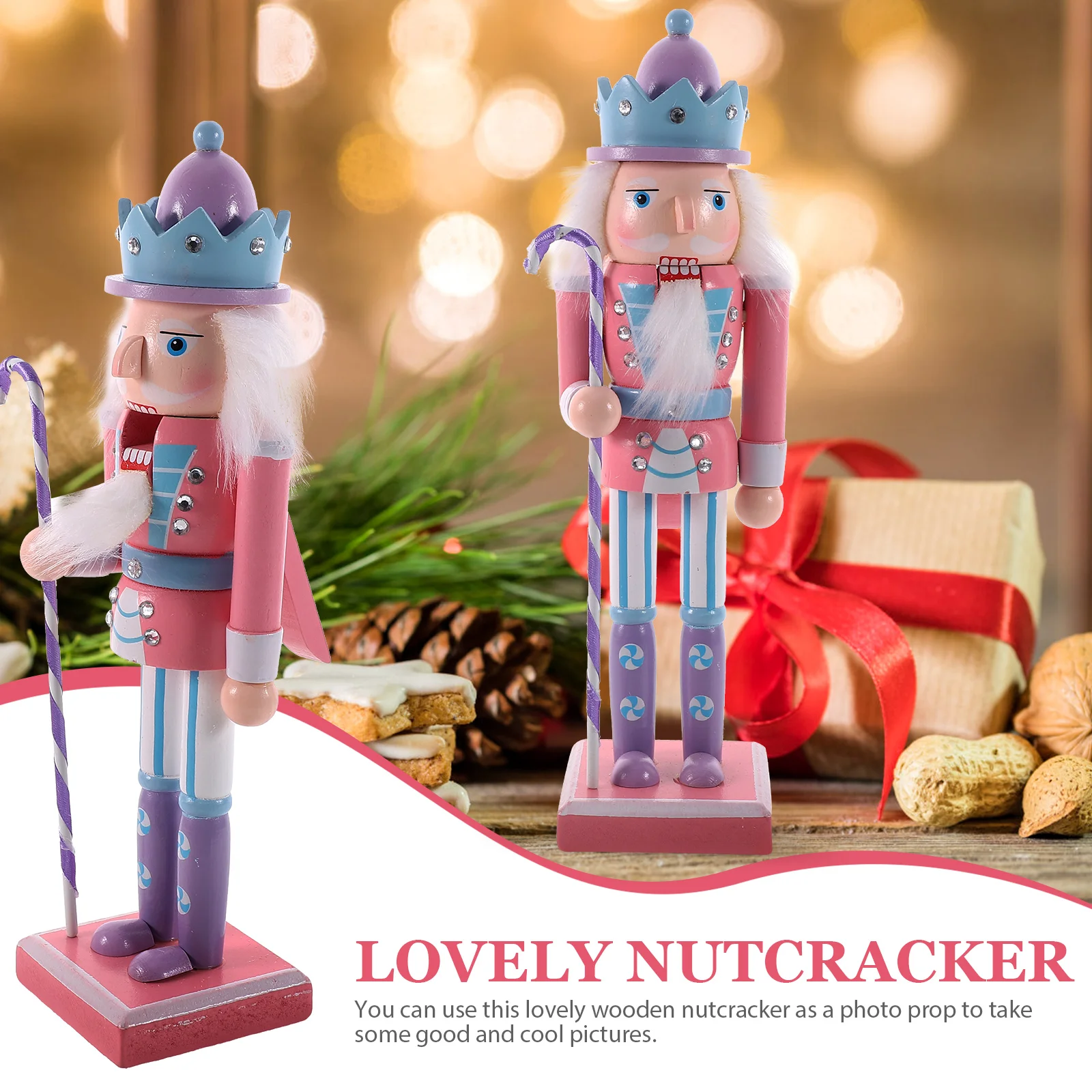 25CM Wooden Nutcracker Soldier Christmas Decoration Nutcracker Ornaments Xmas Tree Decor New Year Gift Toys Color Random