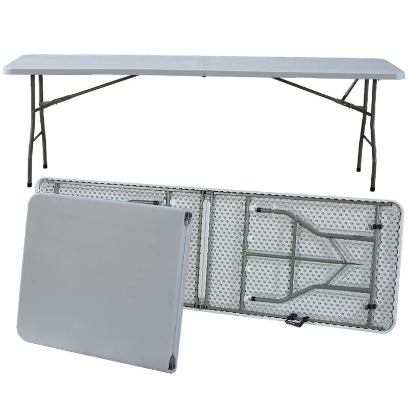 Portable folding table 6 feet white rectangular plastic outdoor furniture foldable banquet dining camping folding table