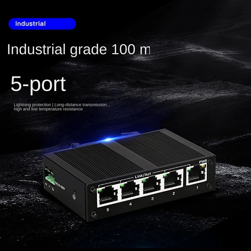 4X 5 Port 100Mbps Network Switch Ethernet Industrial Grade Switch Unmanaged Rail Type Industrial Network Splitter