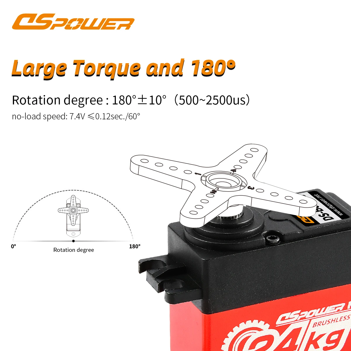 DSPOWER 24KG Servo de engranaje de Metal sin núcleo sin escobillas resistente al agua 180/300 grados para 1/8 1/10 RC coche Crawler Robot Wltoys SCX10