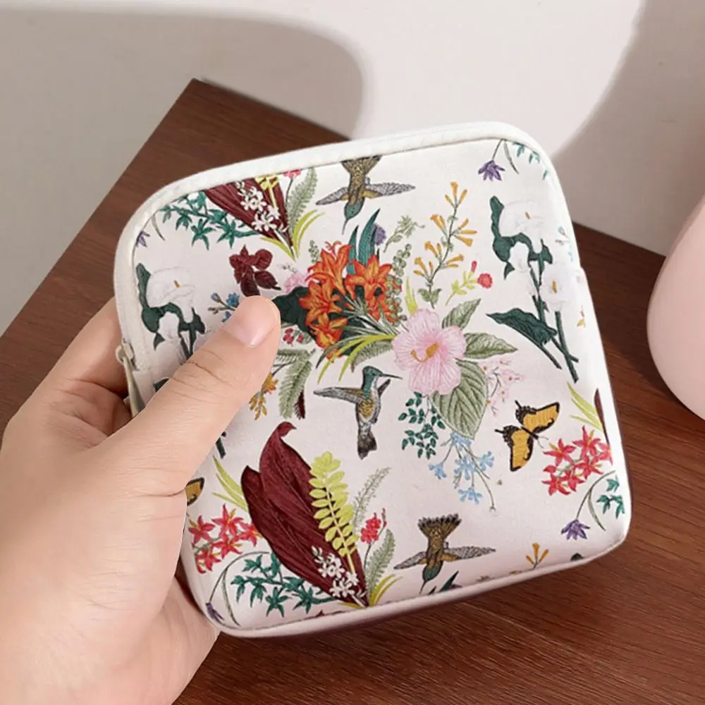 Portable Zipper Pouch Sanitary Pads Bag Large Capacity Multipurpose Cosmetic Bag Mini Data Cables Organizer for Women Girls