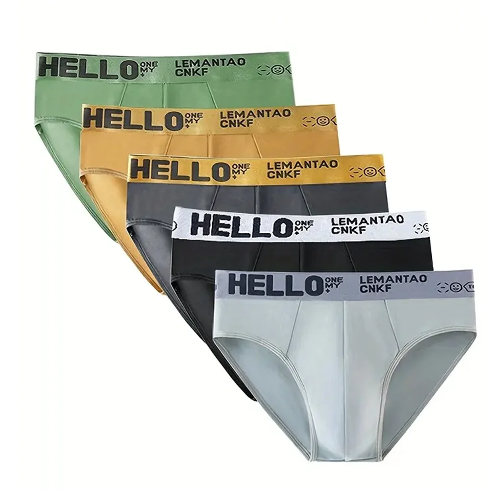 

5 шт./лот, мужские трусы, летние антибактериальные однотонные трусы, удобное дышащее мягкое нижнее белье для мужчин, полный размер XS-XL