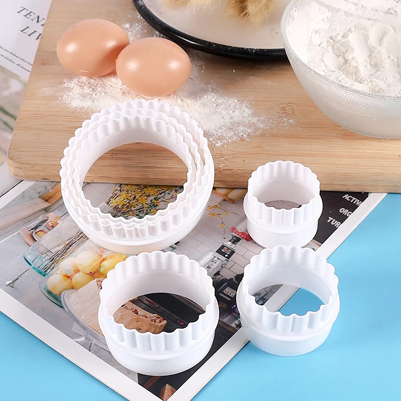 6Pcs/Set White Wave Round Double-sided Cookie Cutters For Kitchen Tools Baking Pastry Candy Chocolate Tools For Home Pastries