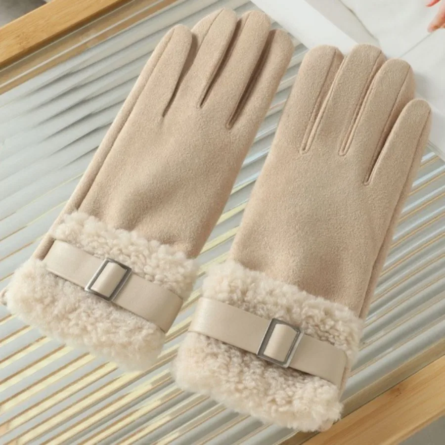 

Women's Winter Cycling Gloves Thermal Touchscreen Fleece Lining Windproof Cold Weather Motorcycle Bike Adjustable Wrist Strap