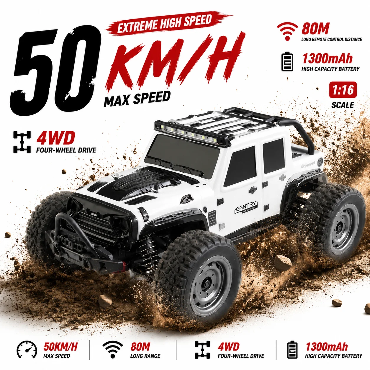 

NWE 16103PRO 1:16 Scale 4WD Remote Control Car 70KM/H 50KM/H LED High Speed Drift Monster Truck Christmas Gift vs Wltoys 144001