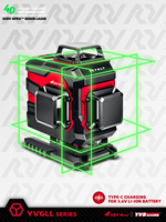 YEVOLT YVGLL4XS16 Seires 4-Plane Green Laser Level 4D 16 Lines Remote Control Self-Leveling Machine Horizontal & Vertical Tools