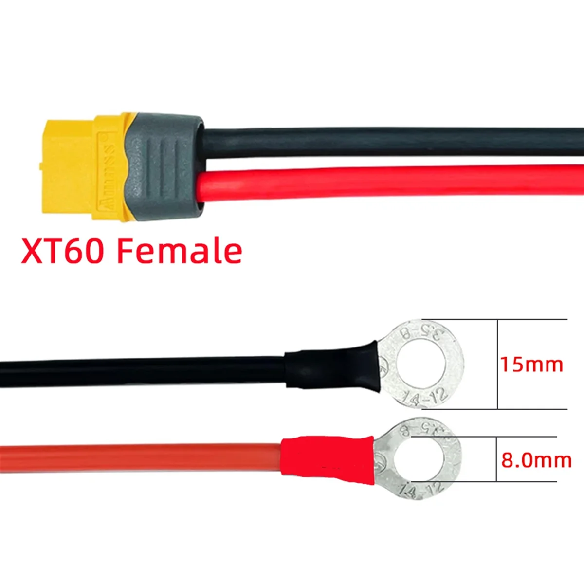 X64A_XT60H Female to O Ring Eyelet Terminal Plug Cable for RC Lipo Battery