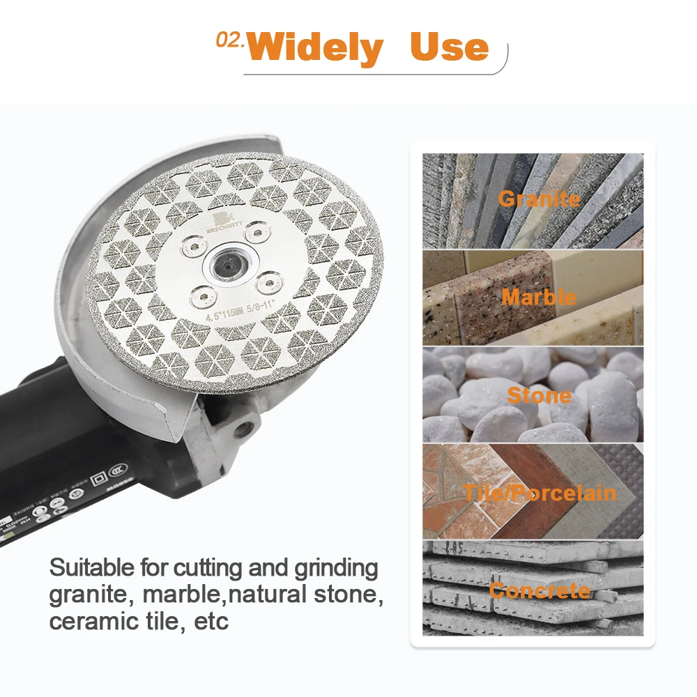 BRSCHNITT Electroplated Diamond Cutting Disc Wheel Both Sides for Grinding For Marble Granite Ceramic Tile M14 Sanding Disc