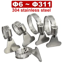 304 Stainless Steel Water Pipe Clamp Trachea Clamp Fixed Locking Clamp with Handle Throat Hoop Hand Twist Pipe Hoop Oil Pipe