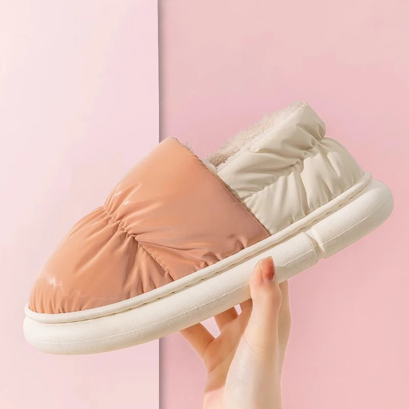 شبشب شتوي نسائي مع سحابة مريحة ونعل سميك مبطن بالقطيفة أحذية منزلية مقاومة للماء للاستخدام الداخلي والخارجي للرجال #2