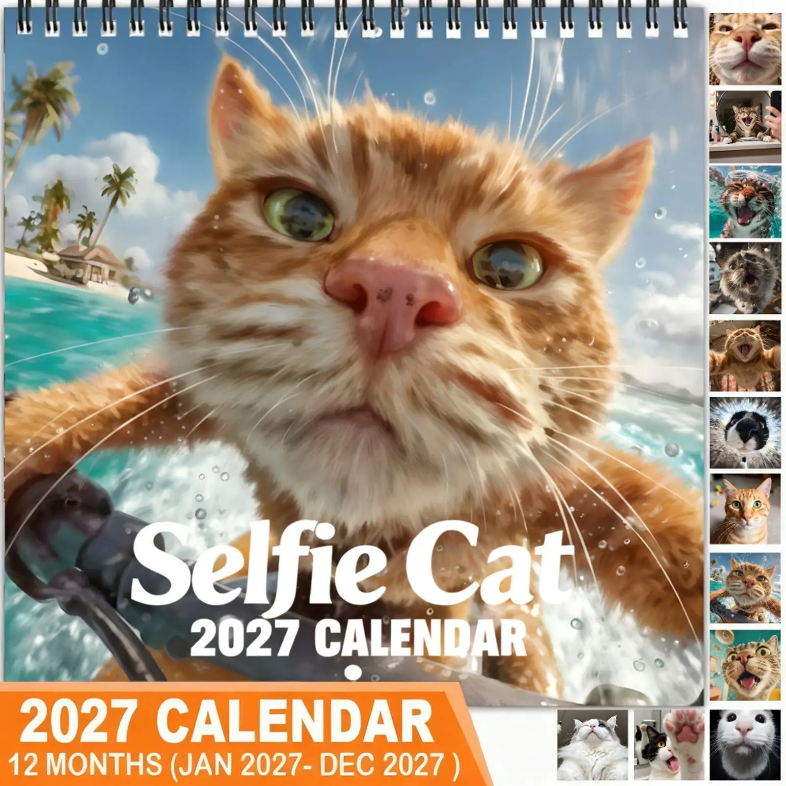 2027 Wall Calendar Cats 12-Month Decorative Schedule Organizer Cat Photo Wall Planner Calendar For Home Living Room Study view 4