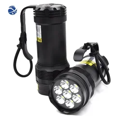 Lanterna recarregável subaquática Handheld Scuba Lamp, Luz de mergulho profissional, mais poderosa, 100m Dive, 7 LED