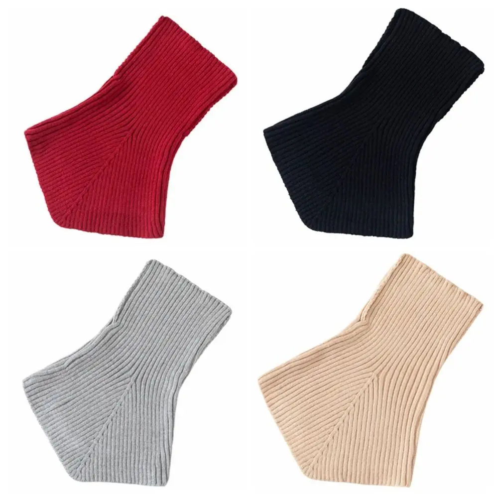 Cor sólida gola alta colar falso manter roupas quentes decoração acessórios de malha babador envolve xale cachecol de lã outono inverno