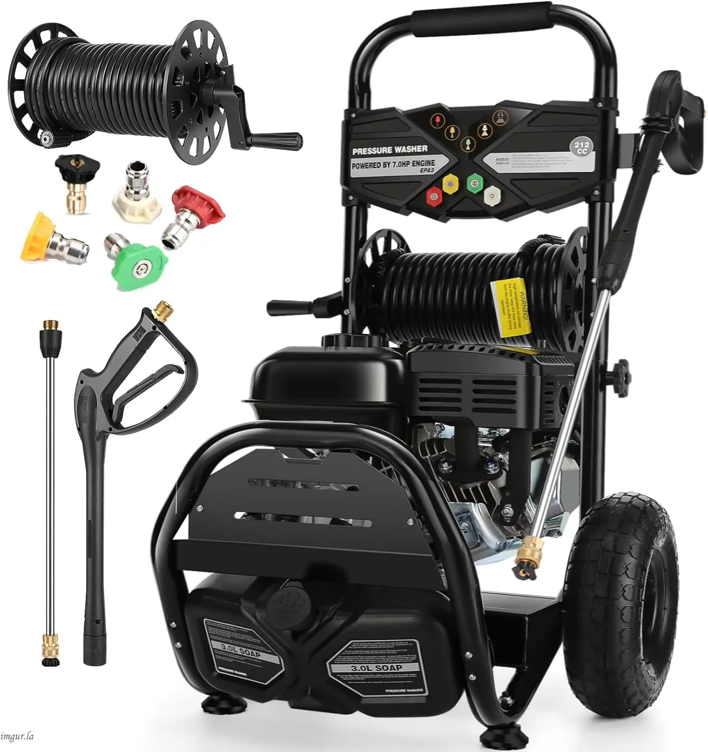 

4200PSI Professional Gas Pressure Washer, 4GPM 212CC 7.0 HP 10" Wheels Commercial Gas Power Washer with 3L Foam Bottle 5