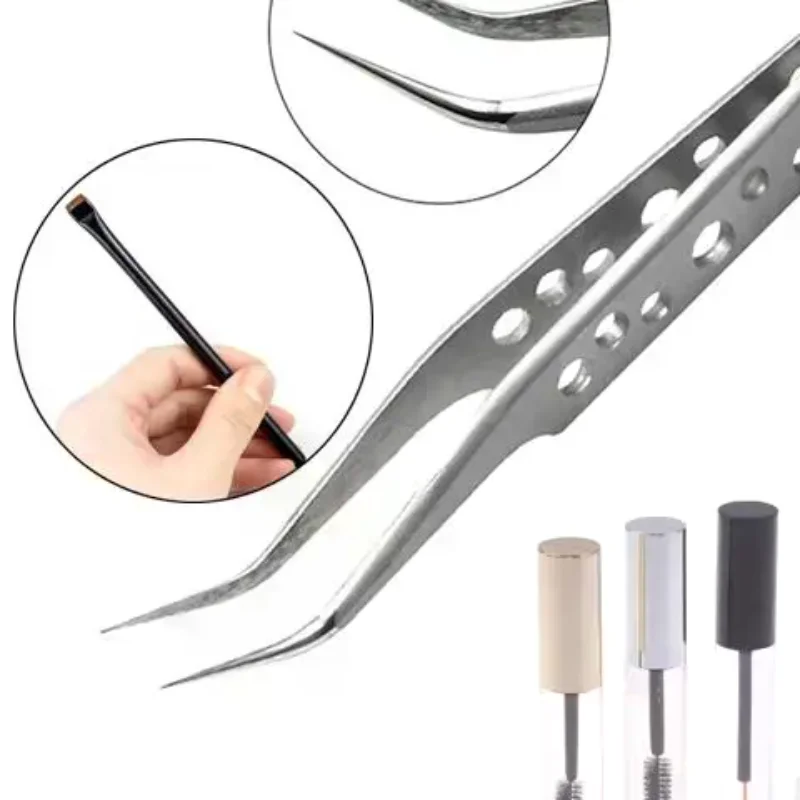 1PCS Straight Stainless Steel Rhinestones Picker Eyelash Tweezer Nippers Clip Tool Extensions Grafting Silicone Eyelash Perm Pad
