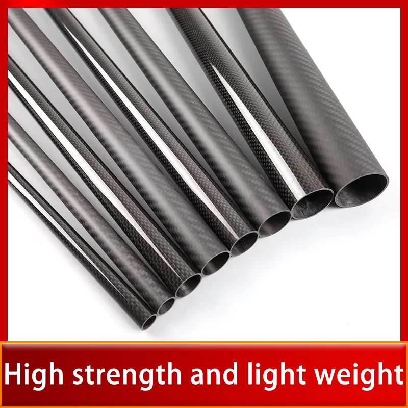 2PCS 3k Full Carbon Fiber Tube Twill Glossy Hard Pipe Length 500mm Diameter 6mm to 60mm for RC Airplane Drone Parts DIY Usage