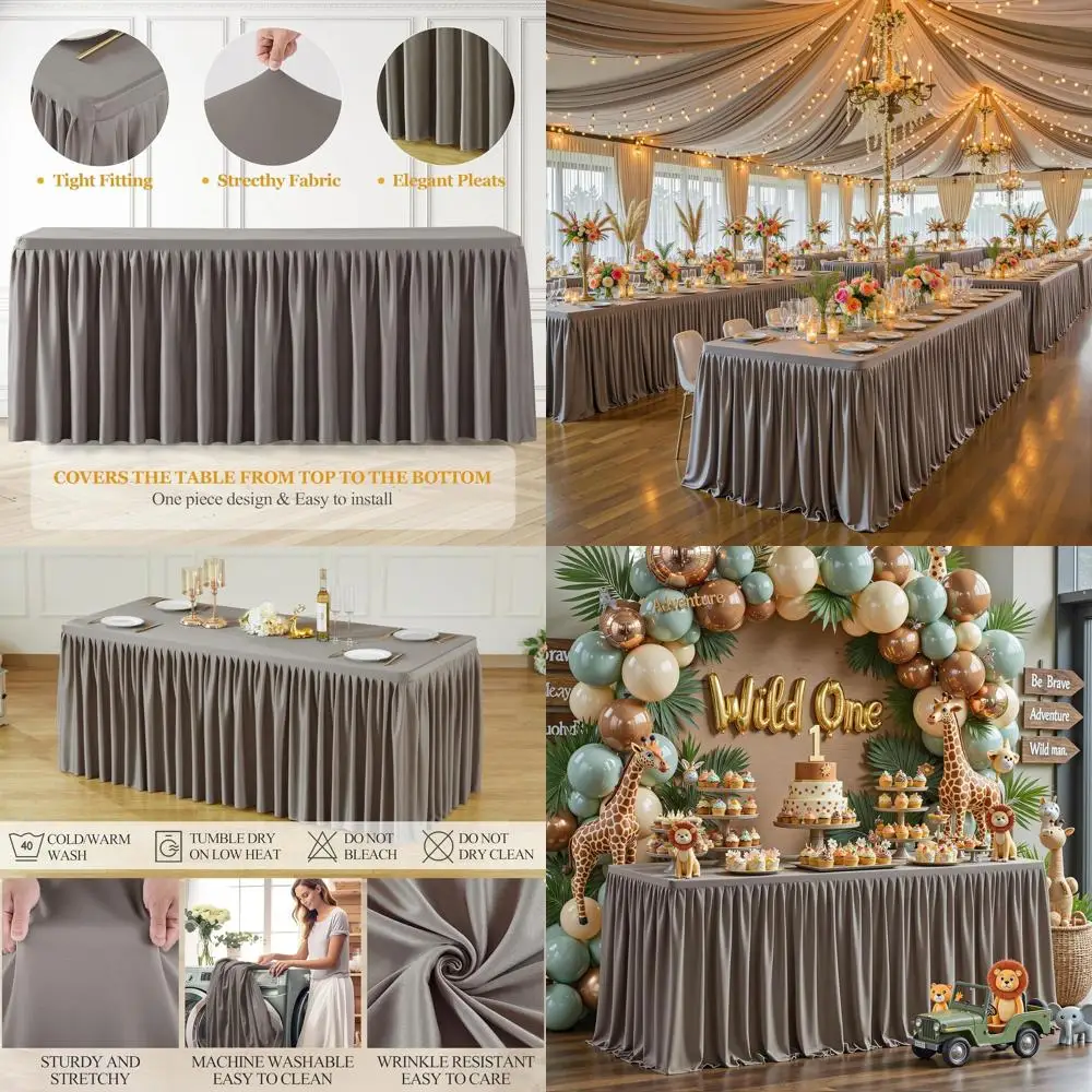 

Набор из 2 премиальных скатертей из полиэстера для прямоугольных столов длиной 8 футов - устойчивые к сминанию, моющиеся, подходят для свадеб, вечеринок, обедов и других мероприятий.