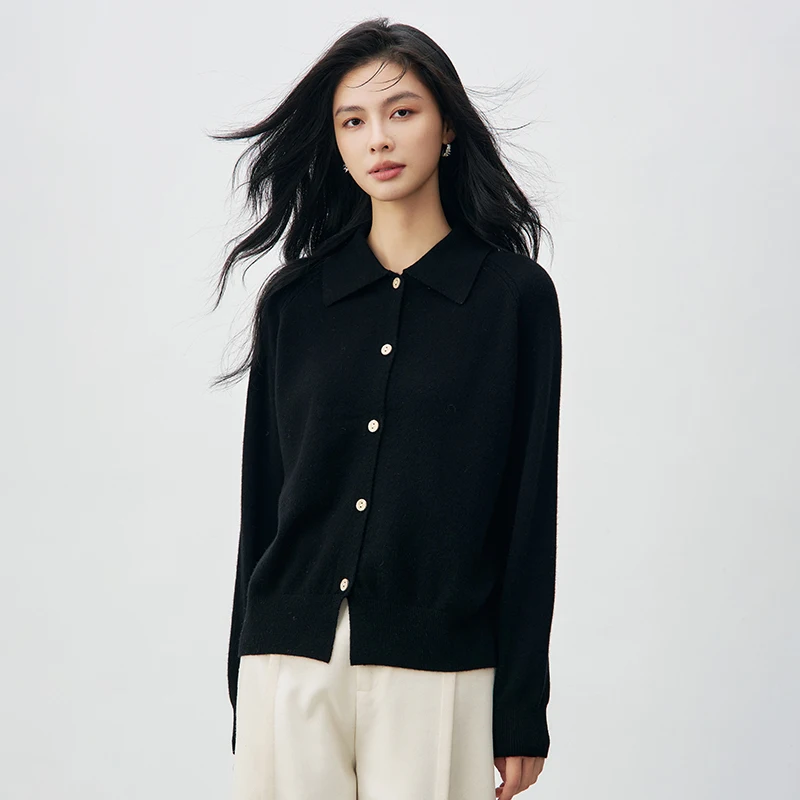 

Spring and Autumn Wool Women's Cardigan Round Neck Long Sleeve Button Sweater Soft, Breathable High Quality Fashion Top