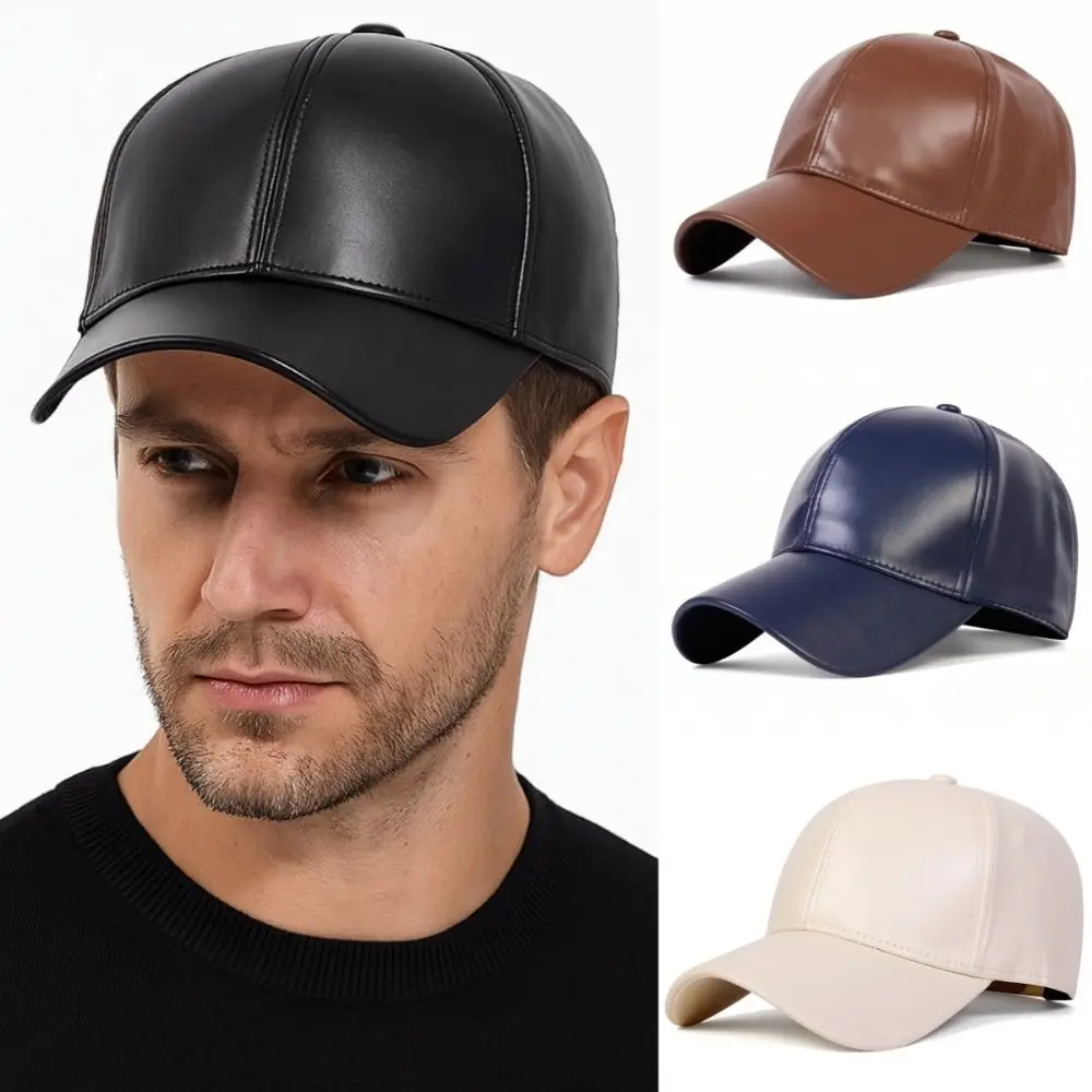 

Simple Fashion PU Solid Baseball Cap Dad Hat Casual Caps Warm Leather Cap Sunscreen Hat Adjustable Hip Hop Snapback Hat Outdoor