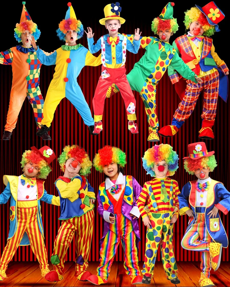 Halloween boys' circus stage performance clown costume without wig/shoes/red nose fancy carnival role-playing