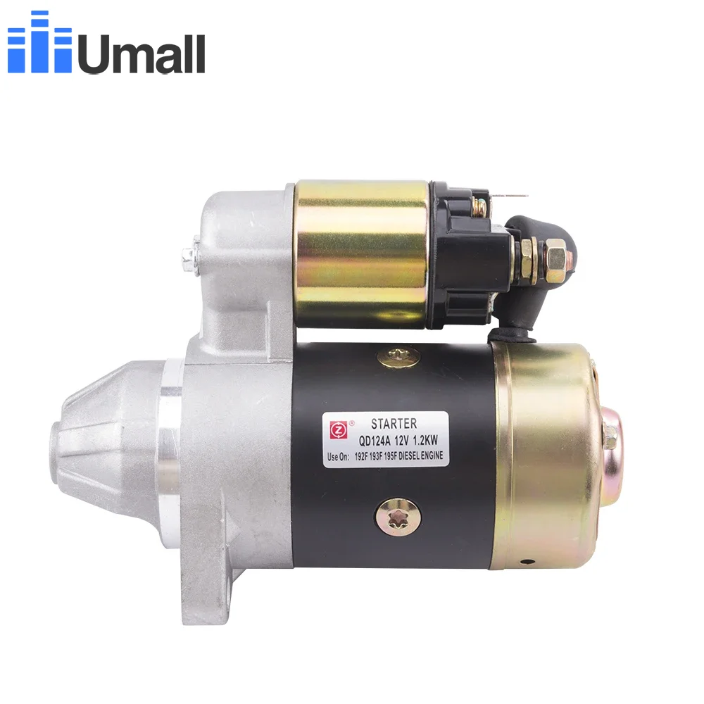 

QD124A 12V 1.2KW Starter Motor Diesel Generator Parts Electric Starter Motor Copper Made For 186F 188F 192F Engine Motor Starter